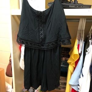 Black embroidered romper